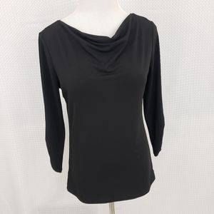Ann Taylor Top Cowl Neck Blouse Black size Small Career Wear Classic